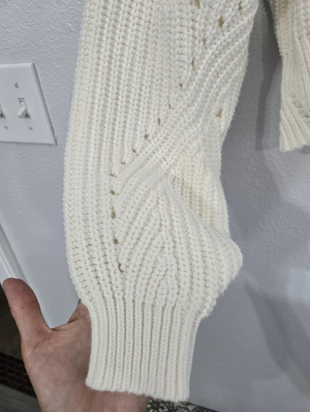 Forever 21 Cream V Neck Knit Sweater